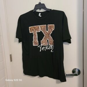 Cotton Heritage Texas Leopard Print Graphic T-Shirt‎ Short Sleeve XL Pre-Owned